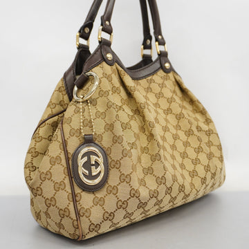 GUCCI  Sukey 211944 Women's EC Canvas,Leather Handbag Beige,Brown