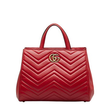 GUCCI EC Marmont Quilted Handbag Shoulder Bag 448054 Red Leather Women's
