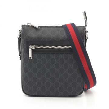 Gucci EC Supreme Small Shoulder Bag, Coated Canvas, Leather, Men's, Black, 792082FADJA1042