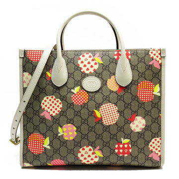 GUCCI Handbag Shoulder Bag EC Supreme Canvas Leather Ivory x Brown Women's 659983 t19539a
