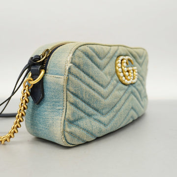 GUCCI  EC Marmont Shoulder Bag Velor 447632 Women's Denim Light Blue