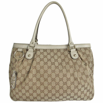 GUCCI Handbag EC Canvas Leather Beige Women's 296835 s0086a