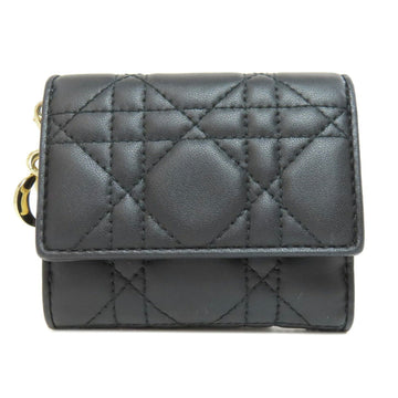 Christian Dior Lady Compact Bi-fold Wallet Calfskin Women's CHRISTIAN DIOR