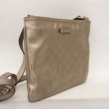 GUCCI  CS Imprime 201538 Women's Leather Shoulder Bag Gray