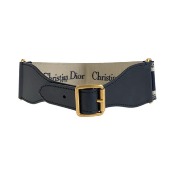 Christian Dior Dior Embroidery 70 Black Navy Gold Hardware Leather 50 MA 0250 Belt for Women