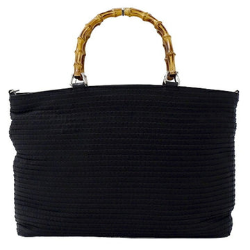 GUCCI Bag Women's Tote Handbag Bamboo Canvas Black 002?1364
