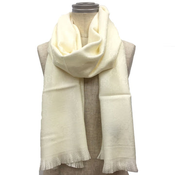 GUCCI EC pattern stole shawl scarf wool 2400/801819631 ivory white men's women's unisex