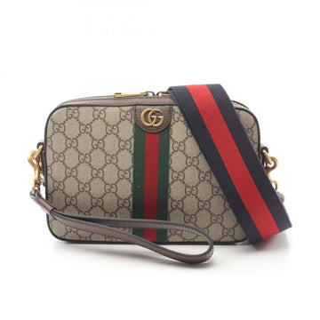 Gucci EC Supreme Sherry Line Shoulder Bag, Coated Canvas, Leather, Women's, Beige, Brown, Multicolor, 6994399C2ST8920