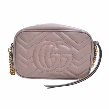GUCCI EC Marmont Leather Chain Shoulder Bag 448065 Pink Beige Women's