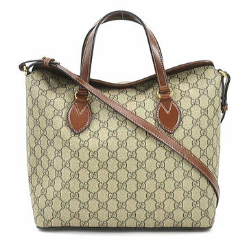 GUCCI Handbag Shoulder Bag EC Supreme Leather Beige Brown Gold Women's 429147 e59171j