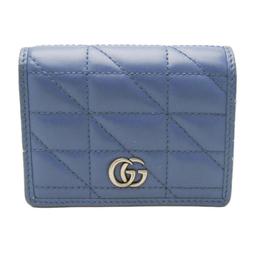 Gucci EC Marmont 466492 Women's Leather Wallet (bi-fold) Blue