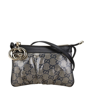 Gucci Interlocking G EC Glitter Supreme Shoulder Bag 212216 Navy Black PVC Leather Women's GUCCI