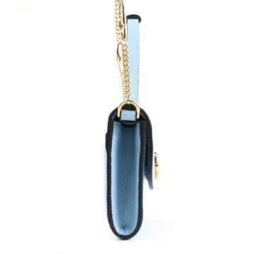 GUCCI Handbag Crossbody Shoulder Bag EC Horsebit Leather/Metal Light Blue/Gold/Silver Ladies 564718