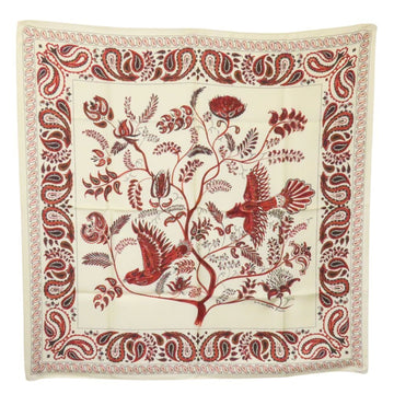 Christian Dior Scarf/Muffler Silk White Red Paisley Bird Large Women's