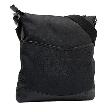 GUCCI EC Canvas Shoulder Bag 145857 Black Leather Women's