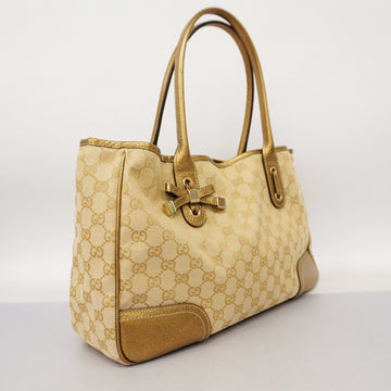 GUCCI  EC Canvas Sherry Princey 163805 Women's Leather Tote Bag Beige,Gold