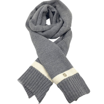 GUCCI Gucci Wool Scarf Grey White EC Stole Women Men