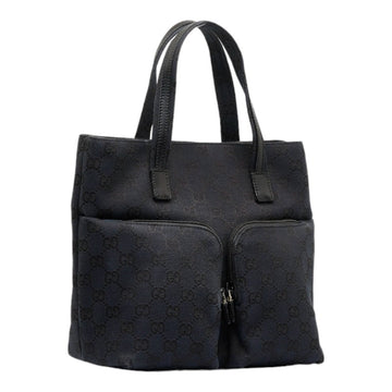 GUCCI EC canvas handbag tote bag 0021080 black leather ladies
