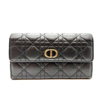 Christian Dior Caro Orchid Long Wallet Black Women's Leather