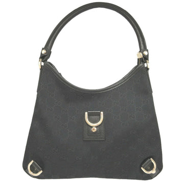 Gucci Abby 130738 EC Canvas Leather Hobo Black Shoulder Bag 1650GUCCI