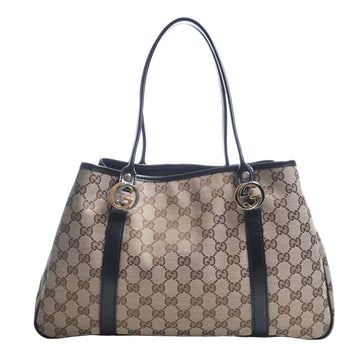 GUCCI EC Canvas Twins Tote Bag 232957 Beige/Black Women's