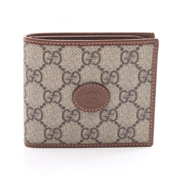 Gucci Interlocking G EC Supreme Bi-fold Wallet Coated Canvas Leather Men's Grey Black 67165292TCG8563