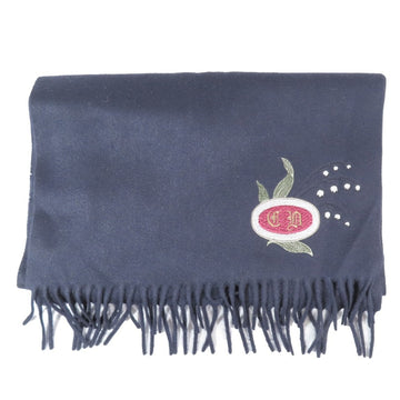 Christian Dior Dior scarf, stole, 100% cashmere, fringe, CD logo, lily of the valley embroidery, black, men's