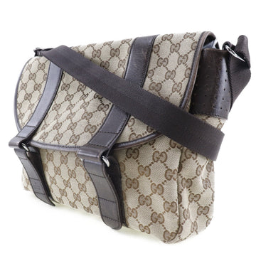 GUCCI 145859 467891 EC canvas x leather brown unisex shoulder bag