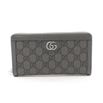 GUCCI Ophidia EC Supreme Round Long Wallet Coated Canvas Leather Men's Gray 706844UULBN1244