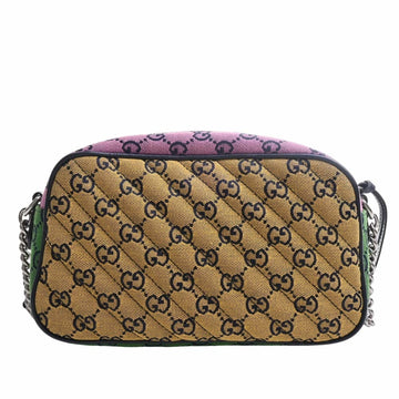 GUCCI EC Marmont Canvas Leather Chain Shoulder Bag 447632 Multicolor Women's
