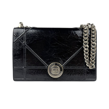 Christian Dior Shoulder Bag Diorama Patent Leather Black Silver Women's z5410