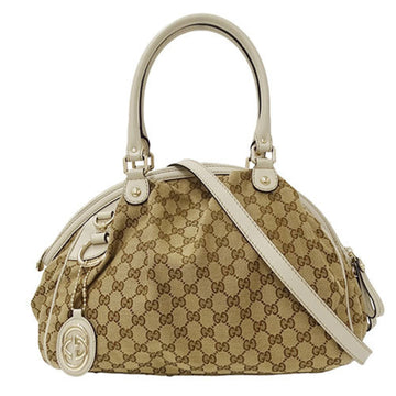 GUCCI Women's Handbag Shoulder Bag 2way EC Canvas Sukey Beige 362724