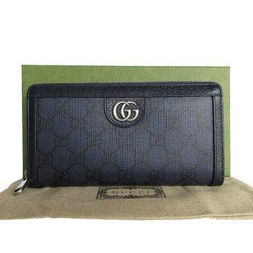 GUCCI Round Long Wallet EC Marmont Supreme Canvas Navy Silver Men's Women's 406844 s0151g