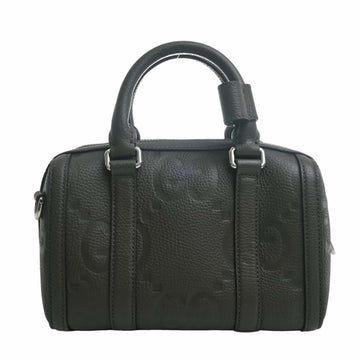 GUCCI Jumbo EC Leather Duffel Bag Handbag 725292 Khaki Women's