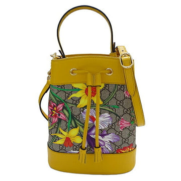GUCCI Bags for Women EC Flora Handbag Shoulder Bag 2way Supreme Canvas Small Bucket Yellow Multi 550621