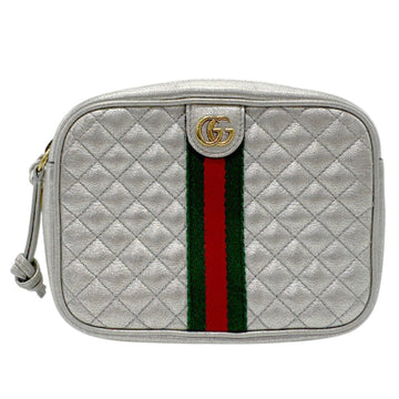 GUCCI Shoulder Bag EC Marmont Leather Silver Gold Women's 536441 z2999