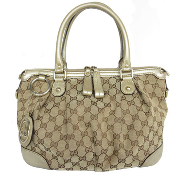Gucci GUCCI Handbag EC Canvas Leather Beige Gold Light Women's 247902 s0375g
