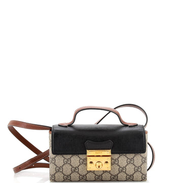 GUCCI Padlock Top Handle Bag GG Coated Canvas and Leather Mini