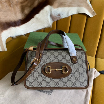 EC HORSEBIT 1955 MINI 23 BAG IN BEIGE CANVAS AND BROWN CALFSKIN