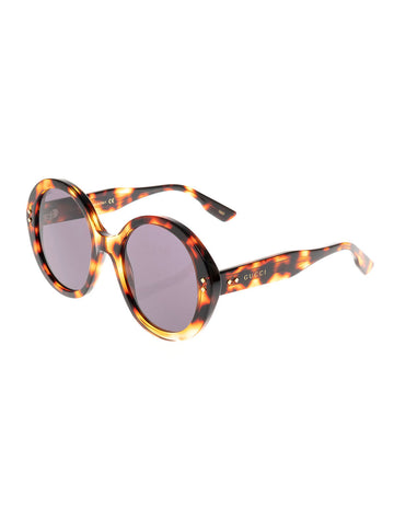 Gucci Women Round Tortoiseshell Acetate Sunglasses