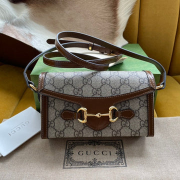 EC HORSEBIT 1955 MINI 18 BAG BEIGE CANVAS AND BROWN CALFSKIN