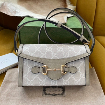 EC HORSEBIT 1955 MINI 18 BAG WHITE CANVAS AND BEIGE CALFSKIN