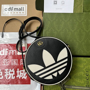 ECxADIDAS OPHIDIA SHOULDER BAG 22 IN BLACK AND WHITE CALFSKIN