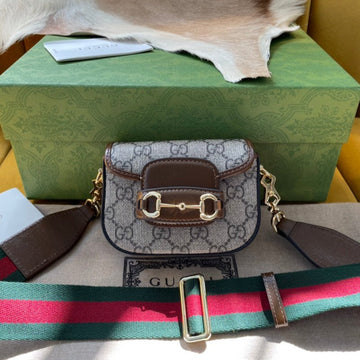 EC 12 HORSEBIT 1955 SUPER MINI BAG BEIGE CANVAS AND EBONY CALFSKIN