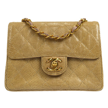 CHANEL 1991-1994 Classic Square Flap Mini Beige Lizard 47683