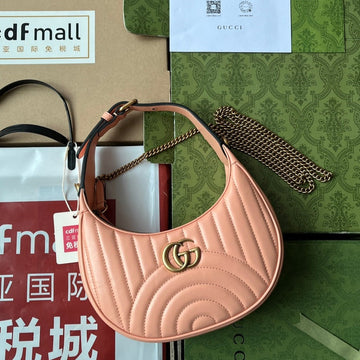 EC marmont half-moon shaped 21cm peach calfskin gold hardware