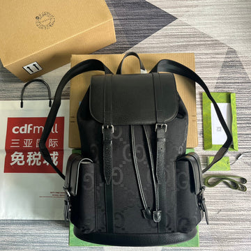 EC OPHIDIA LARGE 42 BACKPACK IN BLACK CANVAS AND CALFSKIN