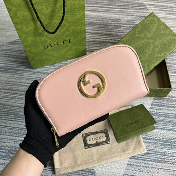 EC BLONDIE 21 FULL ZIP WALLET IN LIGHT PINK CALFSKIN