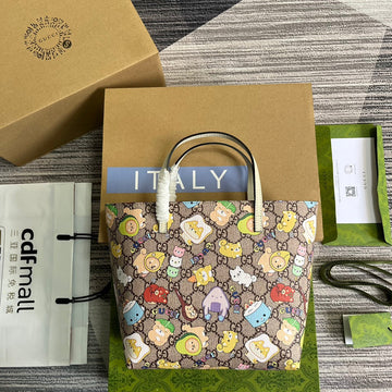 EC SMALL 21 ANIMAL PRINTED TOTE IN BEIGE CANVAS