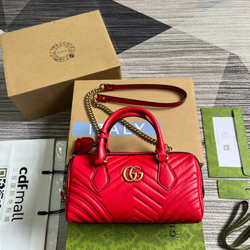 EC MARMONT MATELASSE 27 HANDBAG CHERRY RED CALFSKIN